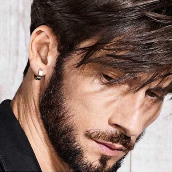 Blue Huggie Hoop Earrings - Picture 2 of 5